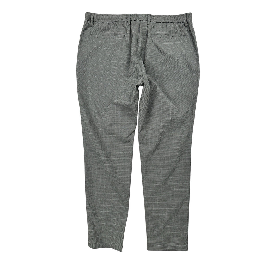 Theory Zaine Seersucker Kelso Check Drawstring Pants in Gray Charcoal and White — Size 36 // Preowned