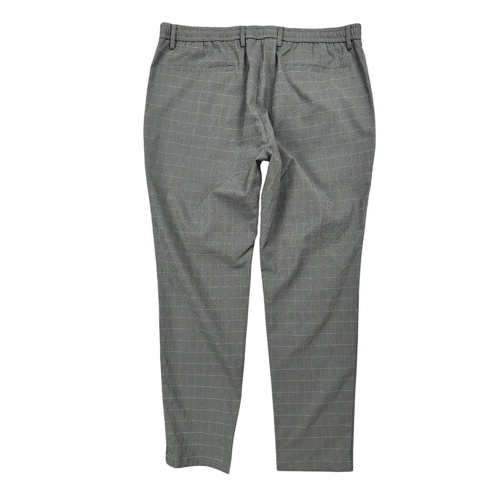 Theory Zaine Seersucker Kelso Check Drawstring Pants in Gray Charcoal and White — Size 36 // Preowned