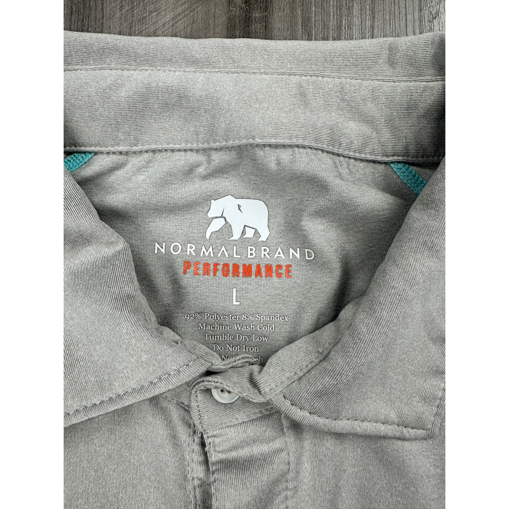 Normal Brand Performance Pique Polo in Grey with Turquoise Stitching — Size Large // Preowned
