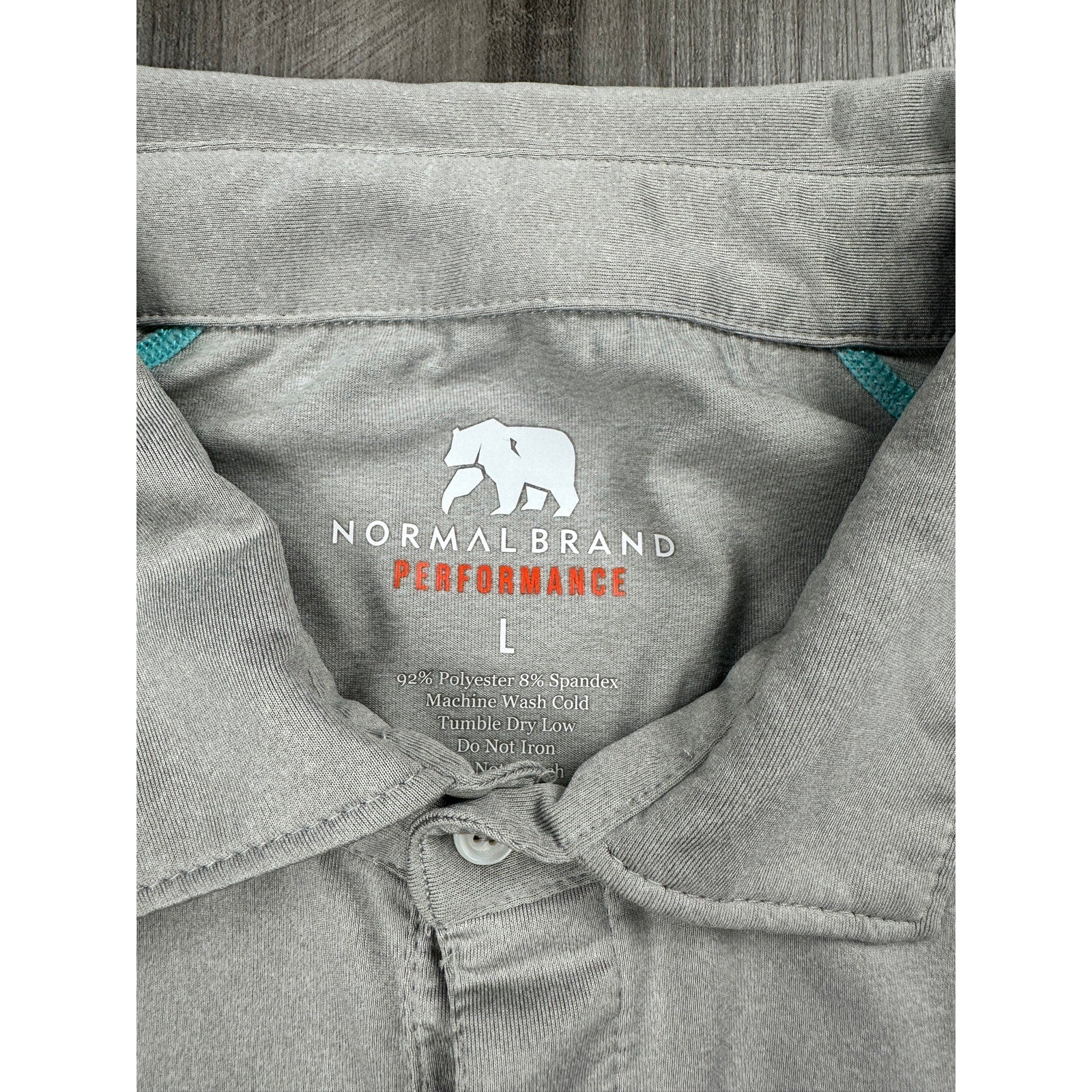 Normal Brand Performance Pique Polo in Grey with Turquoise Stitching — Size Large // Preowned