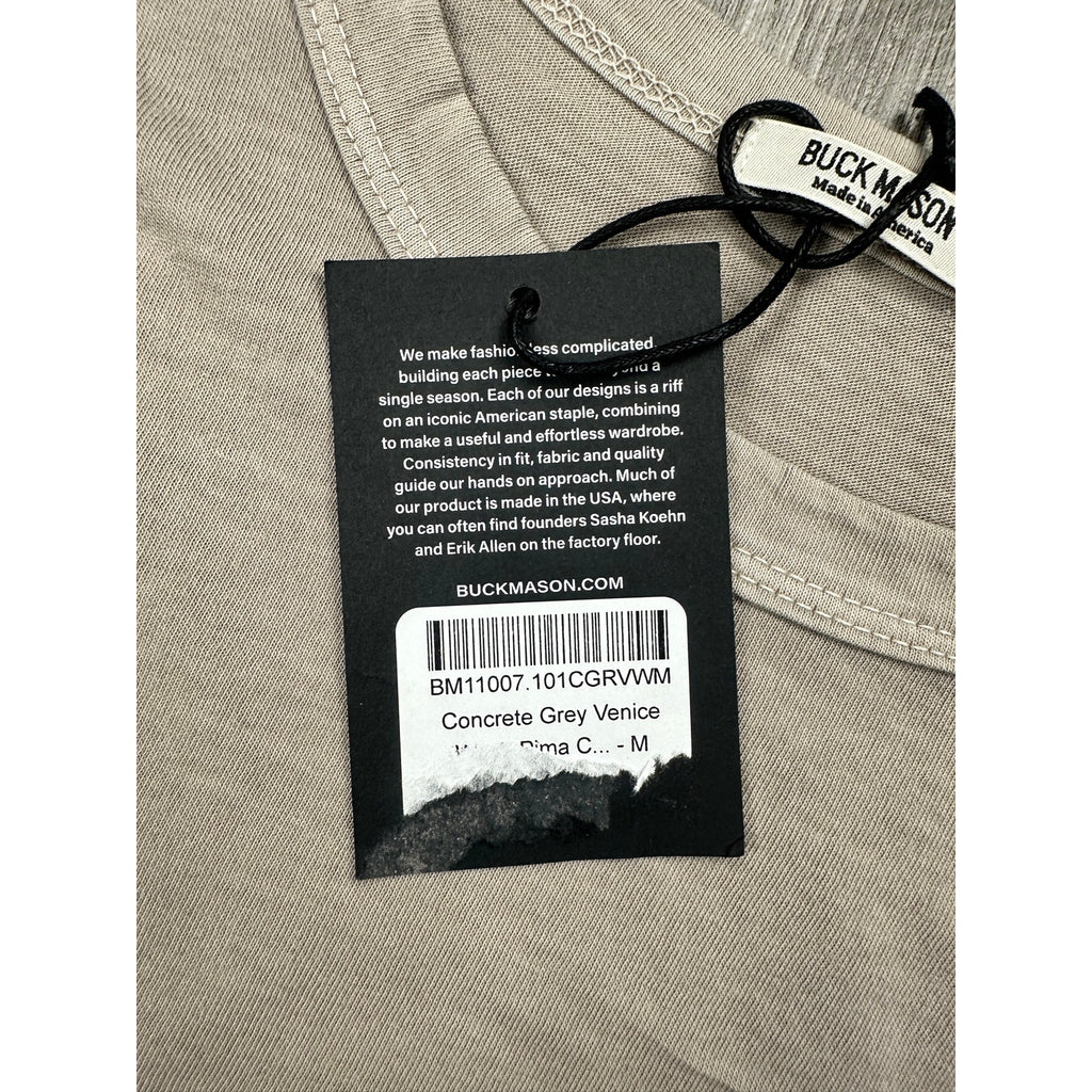 Buck Mason Slub Curved Hem Venice Wash Pima Cotton Tee in Concrete Grey — Size Medium