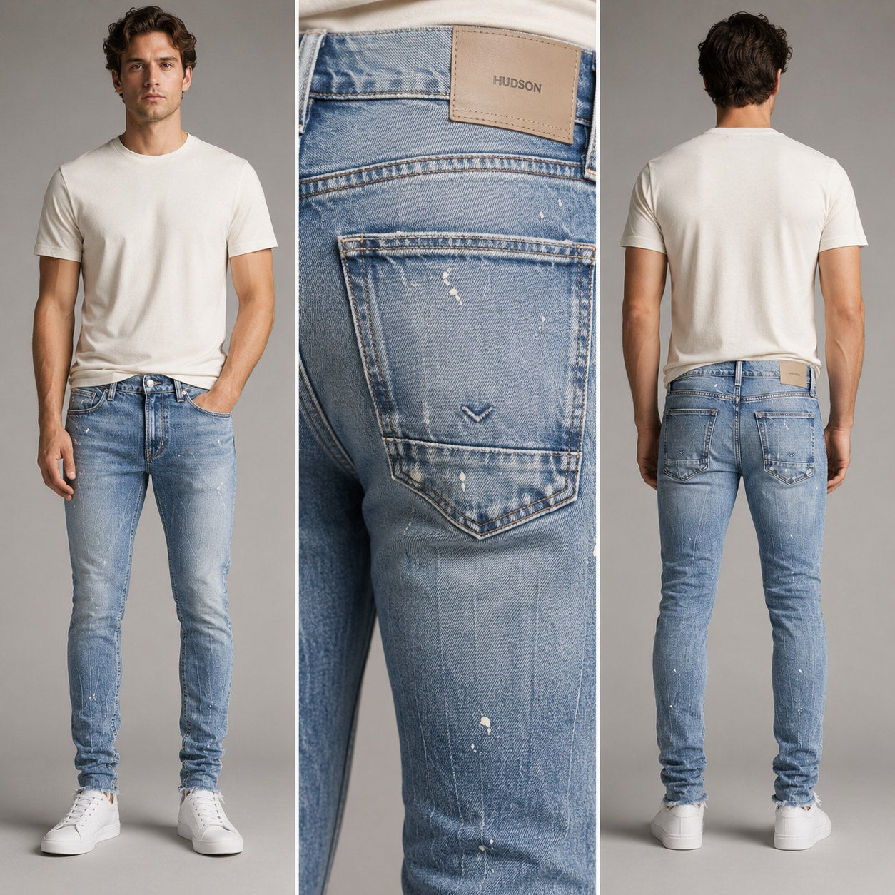 Hudson Zack Blue Dusk Paint Splatter Super Skinny Jeans - 30
