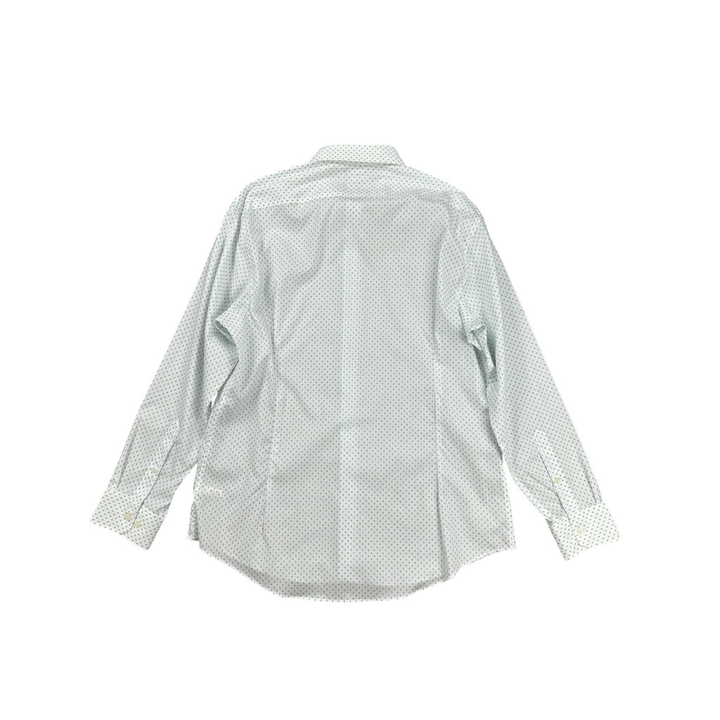 Bonobos Tailored Fit Long Sleeve Button Down in White with Blue and Green Leaves — Size 17.5/36 (XL)