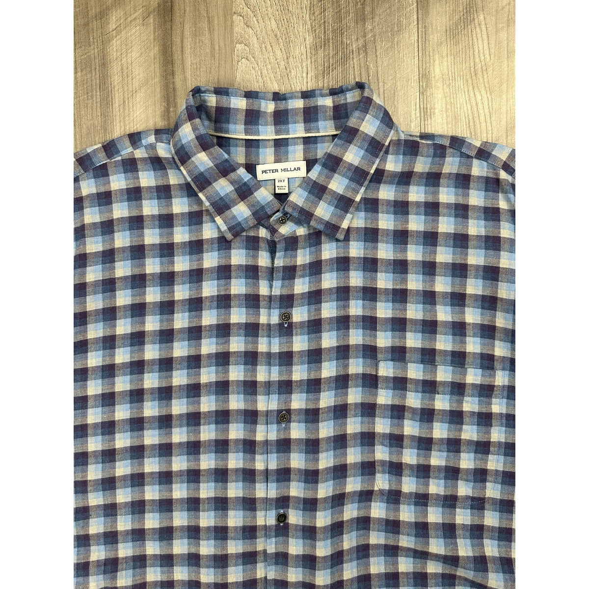 Peter Millar North Bay Crown Cotton Sport Plaid Long Sleeve Button Down Shirt — Size 2XT // Preowned