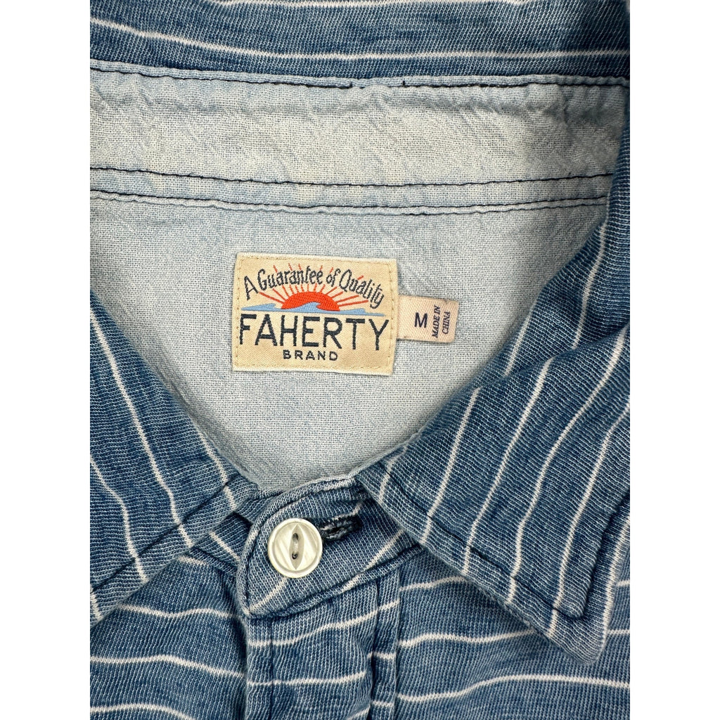 Faherty Indigo Dyed Striped Polo — Size Medium // Preowned
