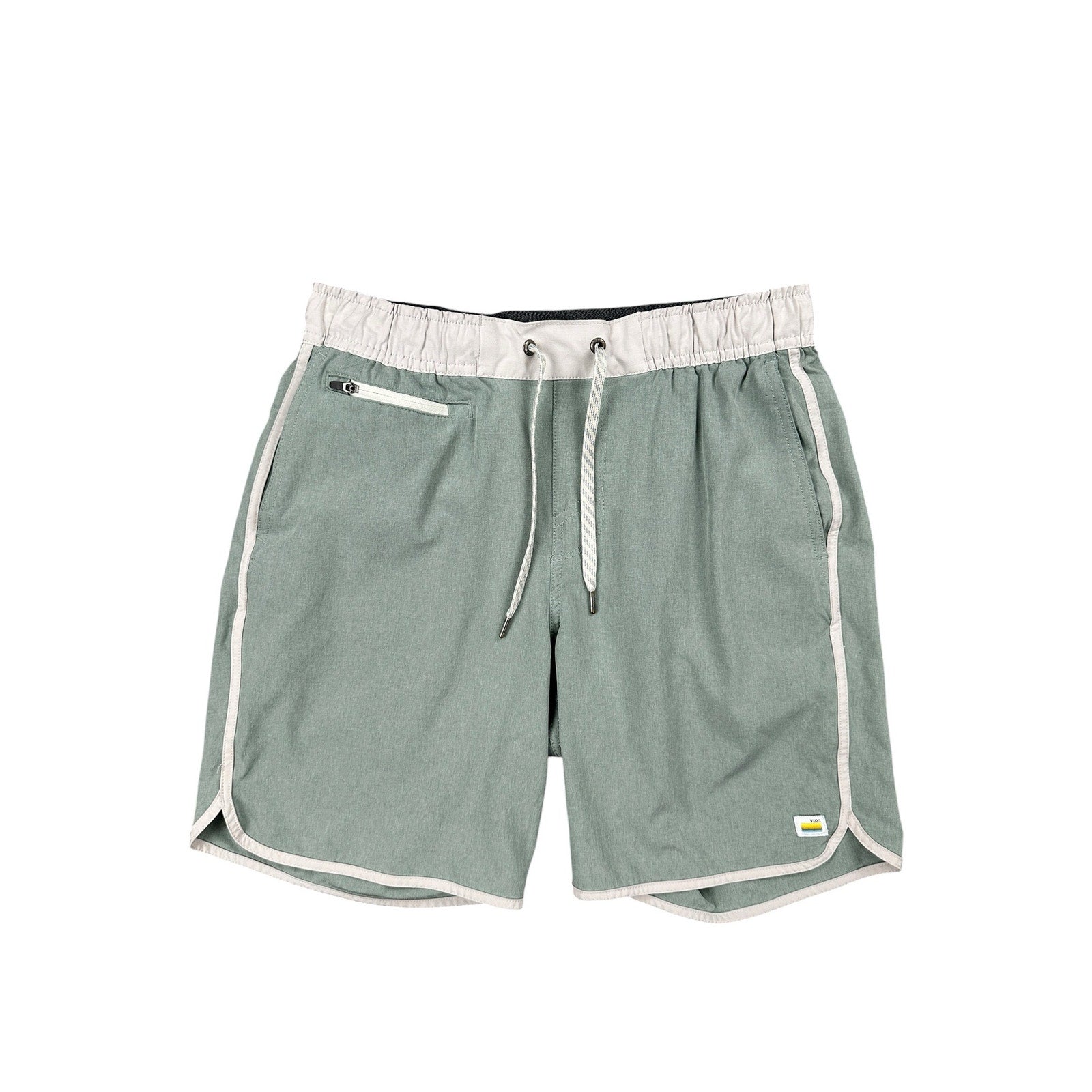 Vuori Banks Performance Athletic Shorts in Light Sage Green Gray and Gray — Size Small // Preowned