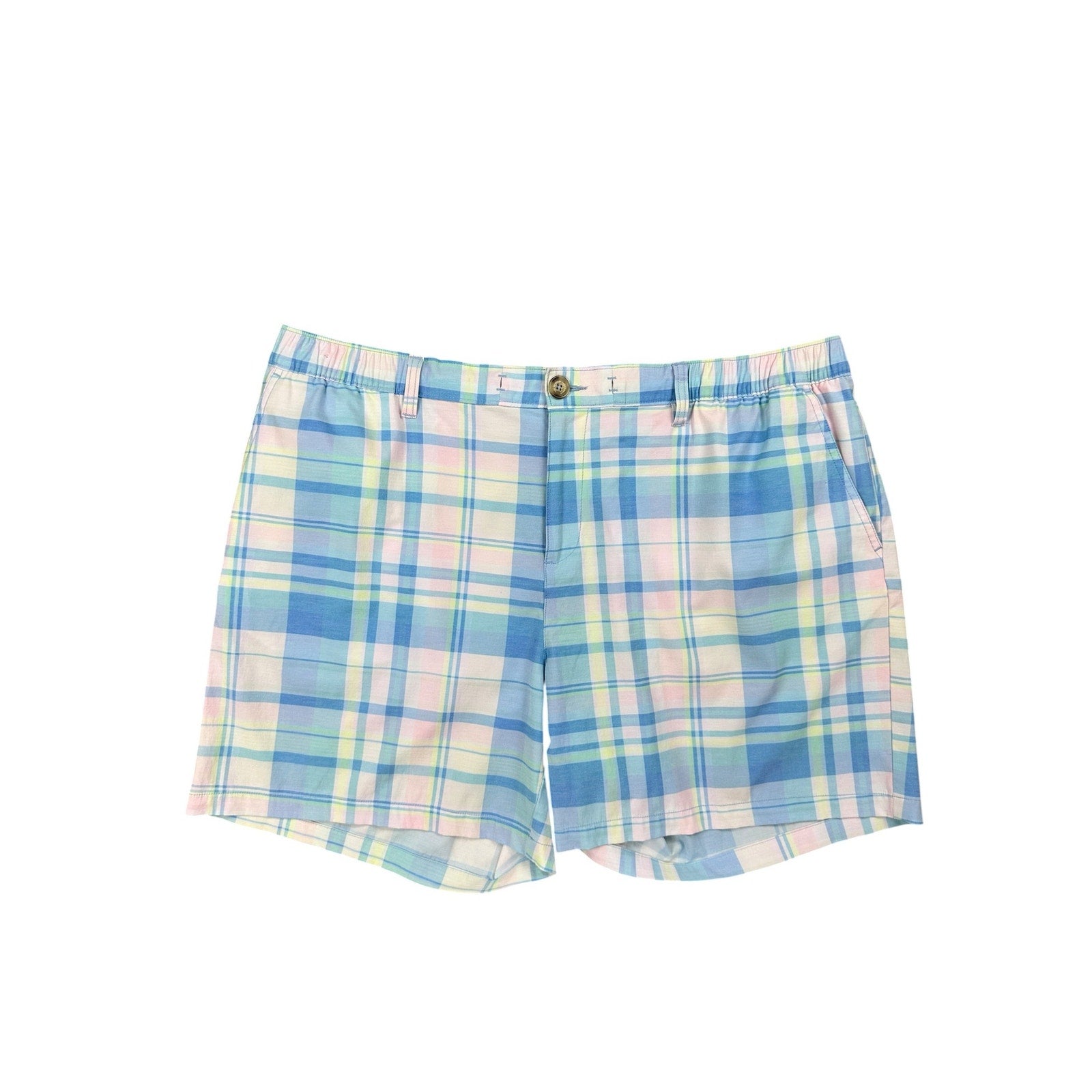 Chubbies Performance Everywhere 6-Inch Hybrid Drawstring Shorts in Light Blue Pink Yellow and White — Size 2XL // Preowned