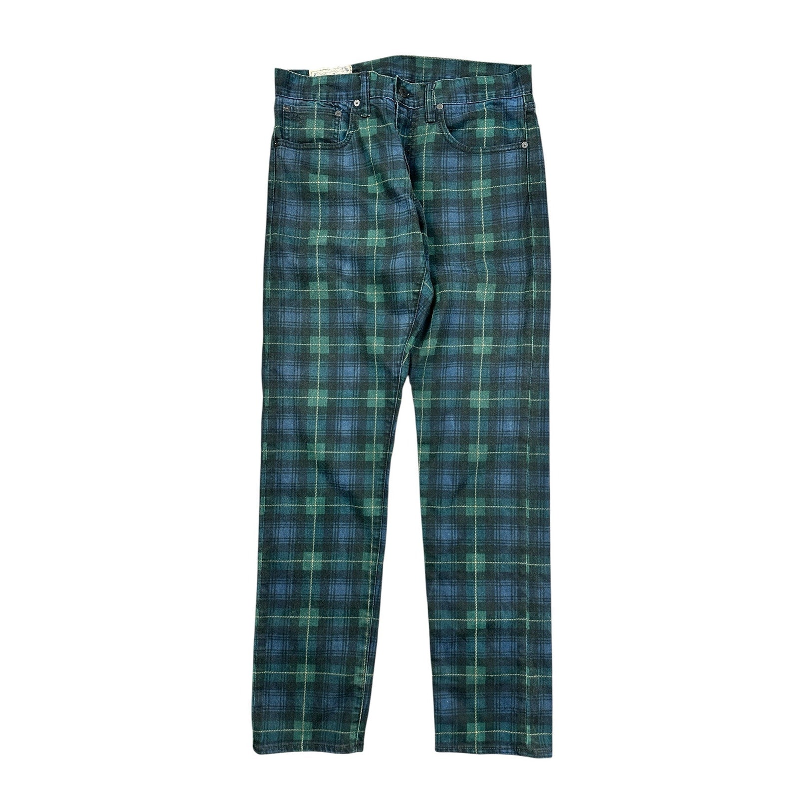 Polo Ralph Lauren Plaid Sullivan Slim Jean in Navy Green Yellow — Size 31x32 // Preowned