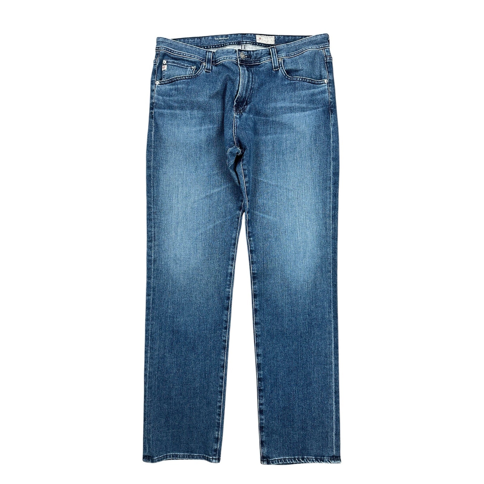 AG Adriano Goldschmied Denim 360 The Graduate Tailored Leg Jean in Blue — Size 36x34 // Preowned