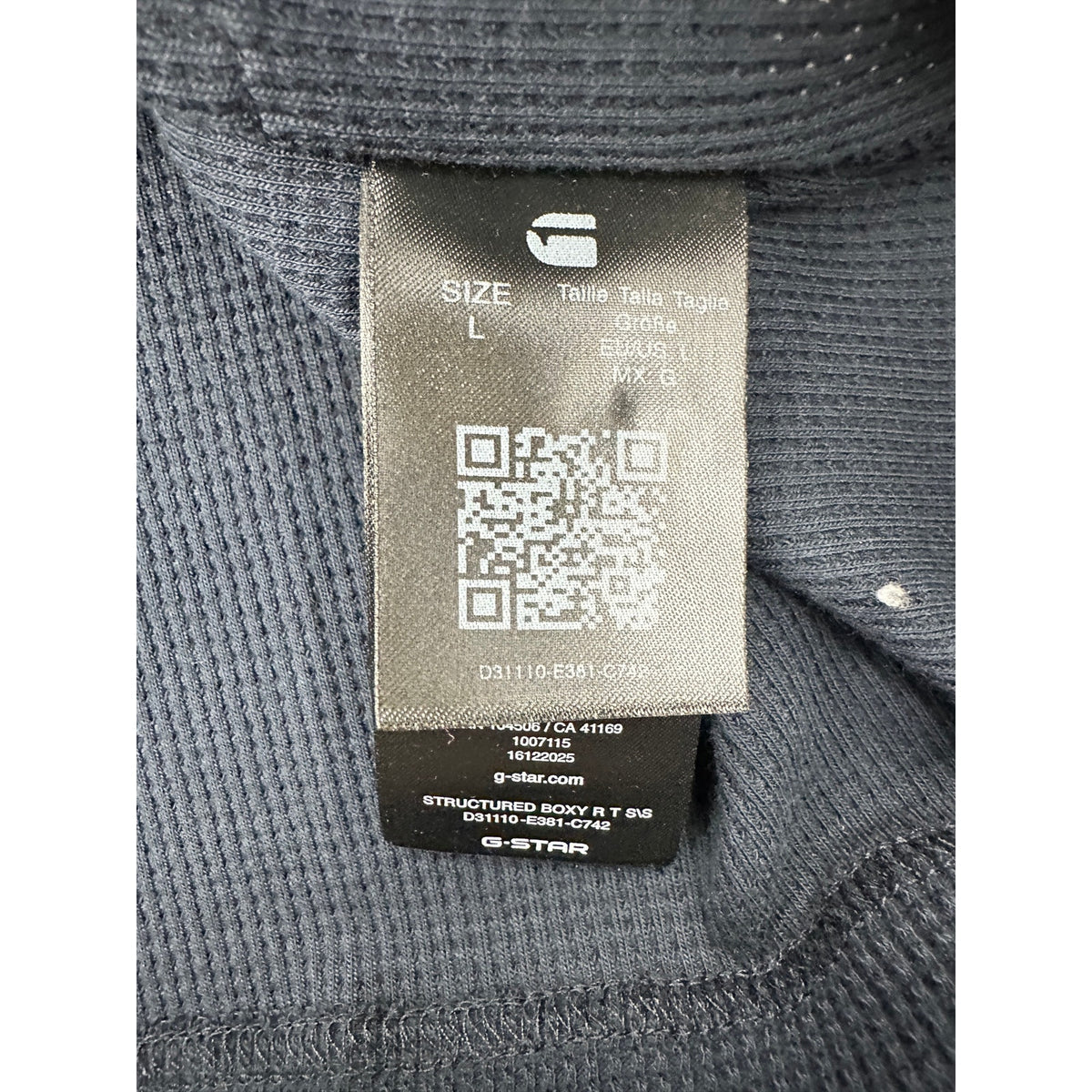 G-Star Structured Boxy Waffle Jersey Knit Tee — Size Large