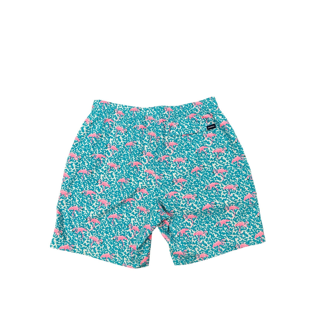 Chubbies Domingos For Flamingos 7" Swim Trunks in Turquoise, Pink and White — Size XL // Preowned