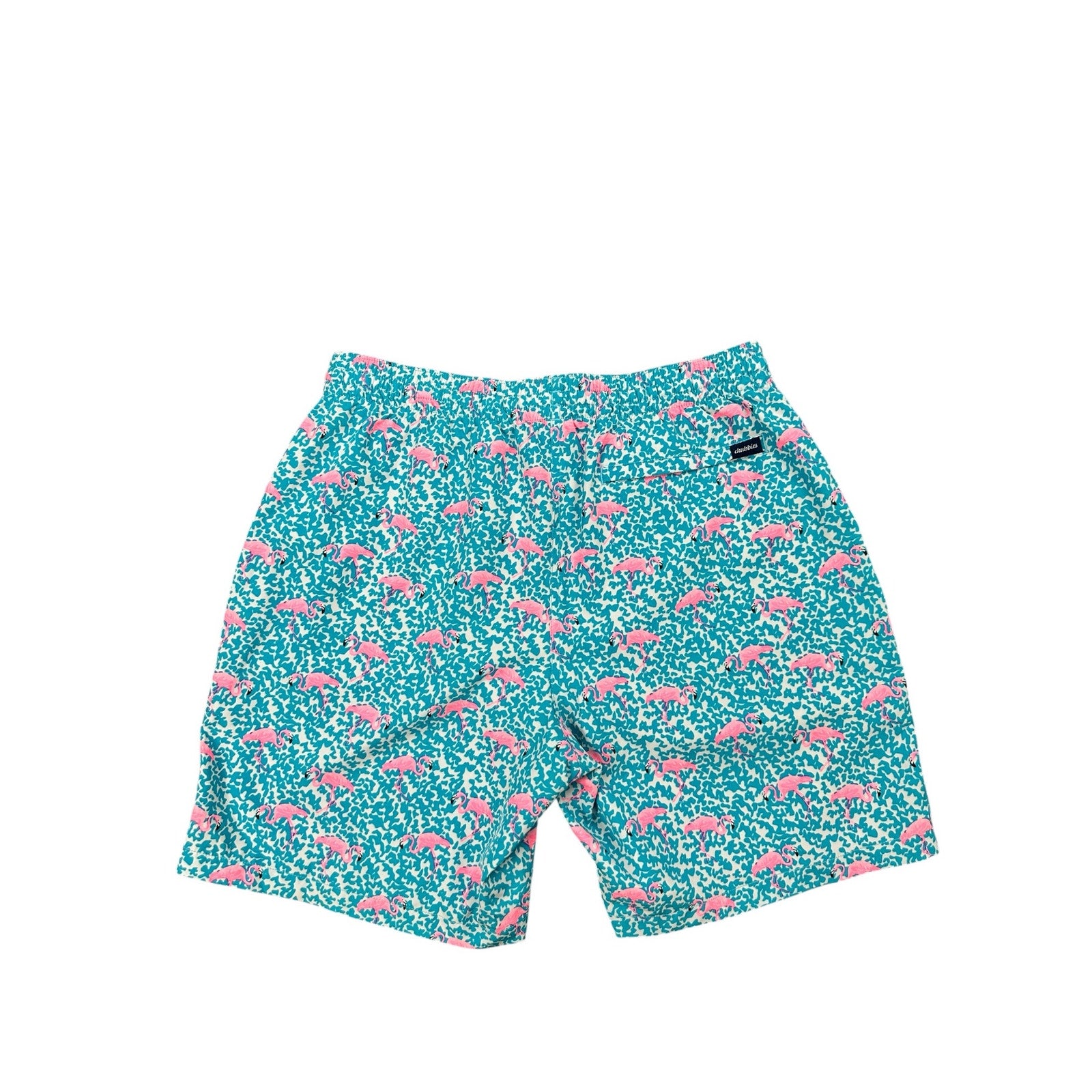 Chubbies Domingos For Flamingos 7" Swim Trunks in Turquoise, Pink and White — Size XL // Preowned