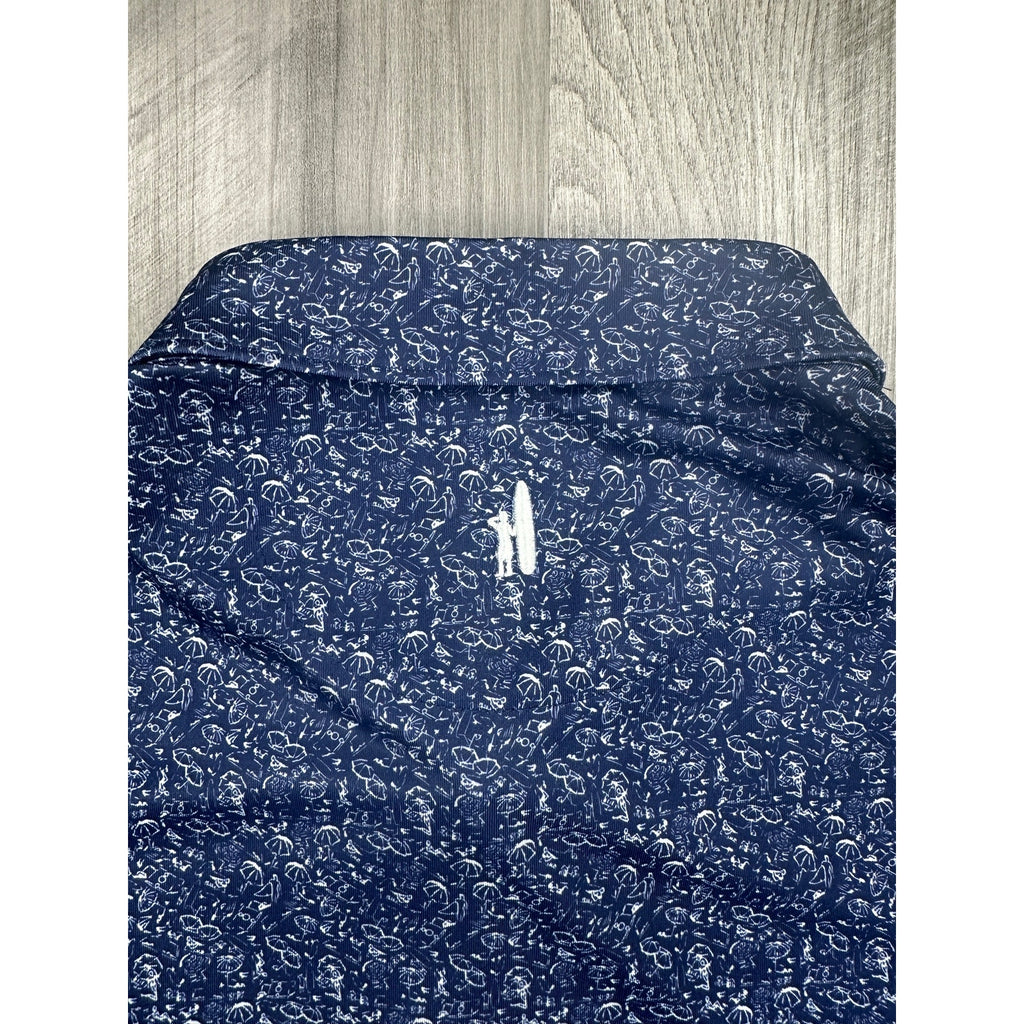 Johnnie-O Boggins Performance Jersey Golf Polo in Navy, White — Size XL // Preowned
