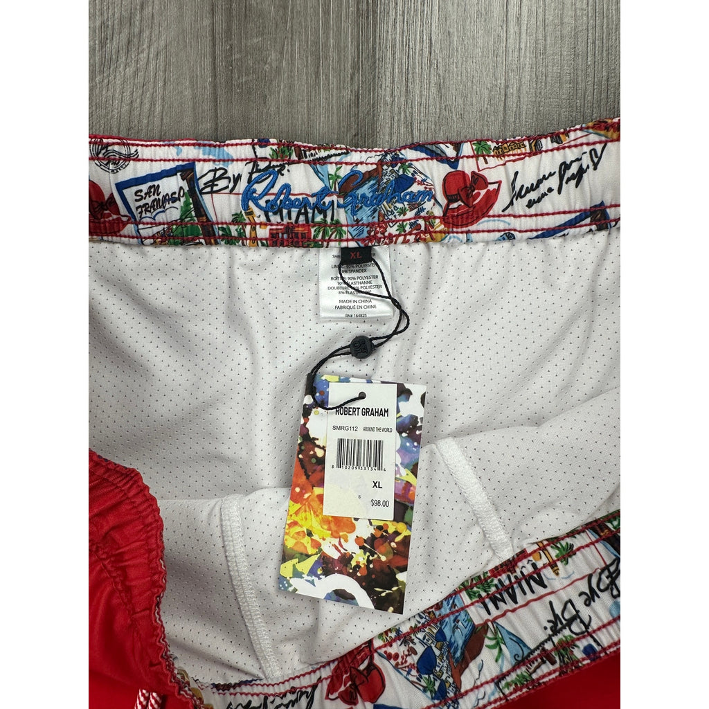 Robert Graham Traveling Swim Trunks Around the World — Size XL