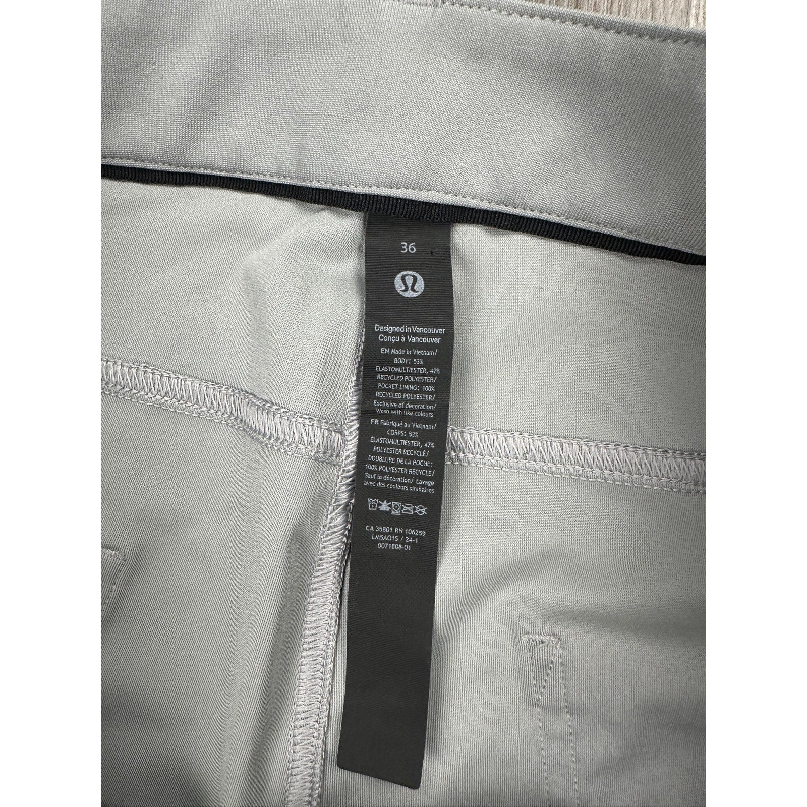 Lululemon ABC Classic Fit Warpstreme 5 Pocket Pants in Gray — Size 36 // Preowned