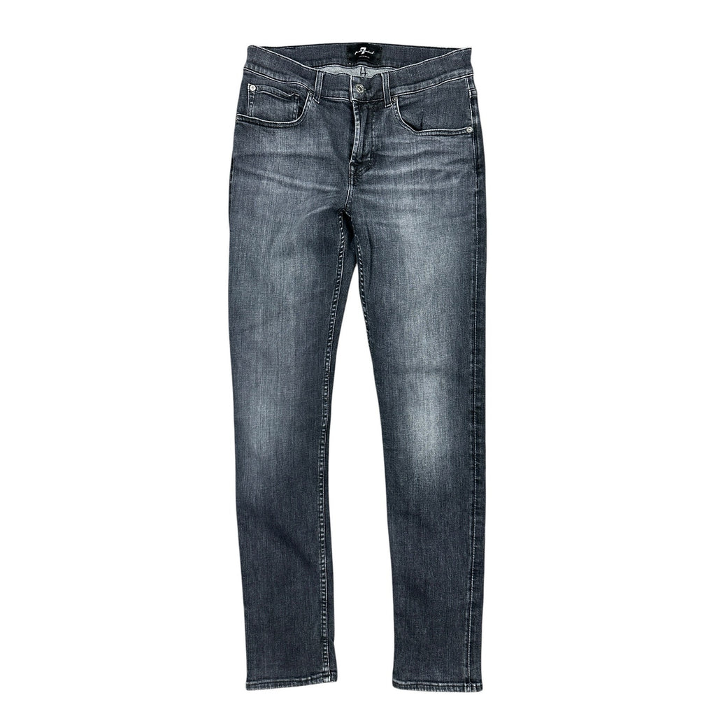 7 For All Mankind Skinny Stretch Jeans in Washed Black — Size 29 // Preowned
