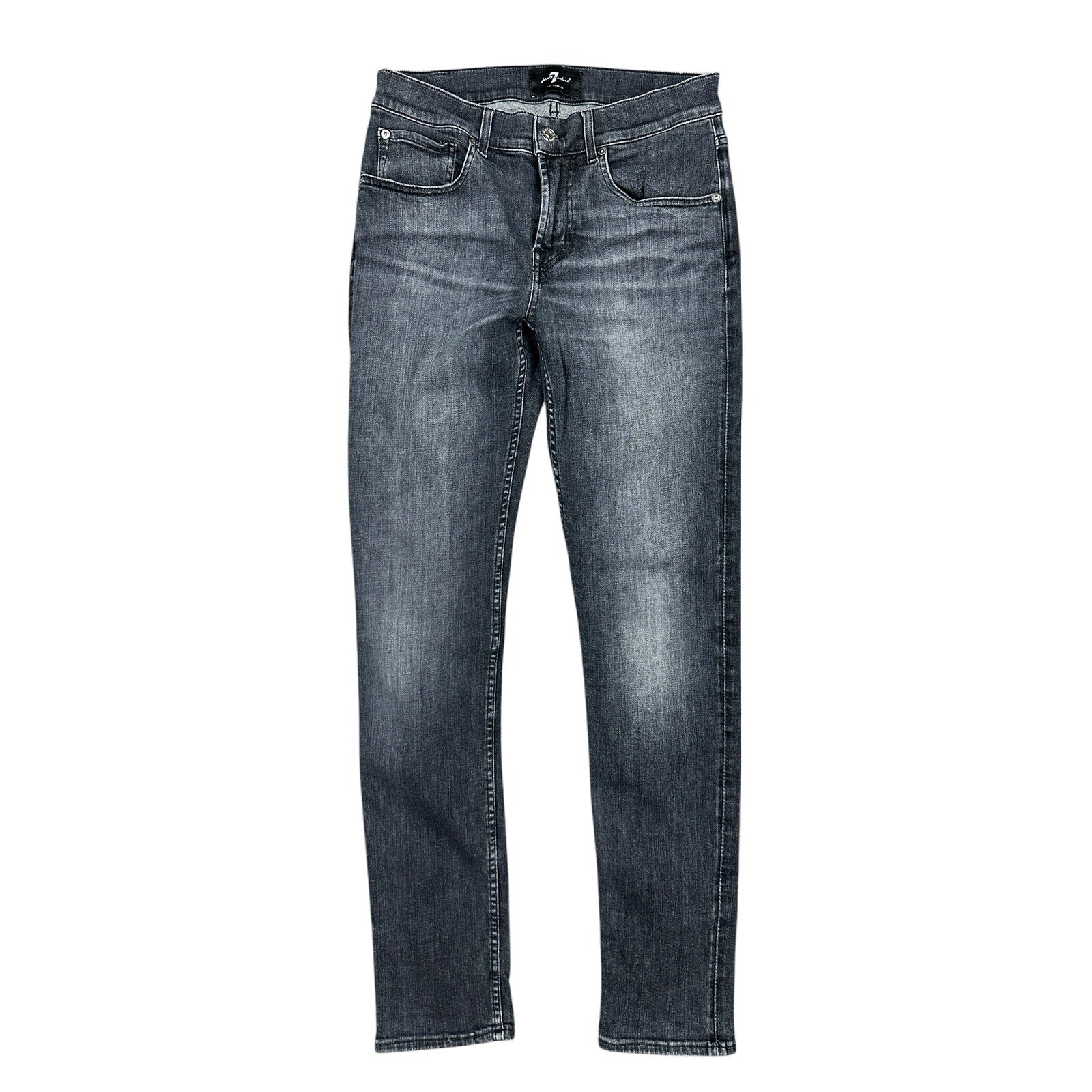 7 For All Mankind Skinny Stretch Jeans in Washed Black — Size 29 // Preowned