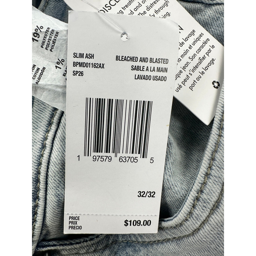Buffalo David Bitton Ash Slim Fit Stretch Jean in Bleached and Blasted — Size 32x32