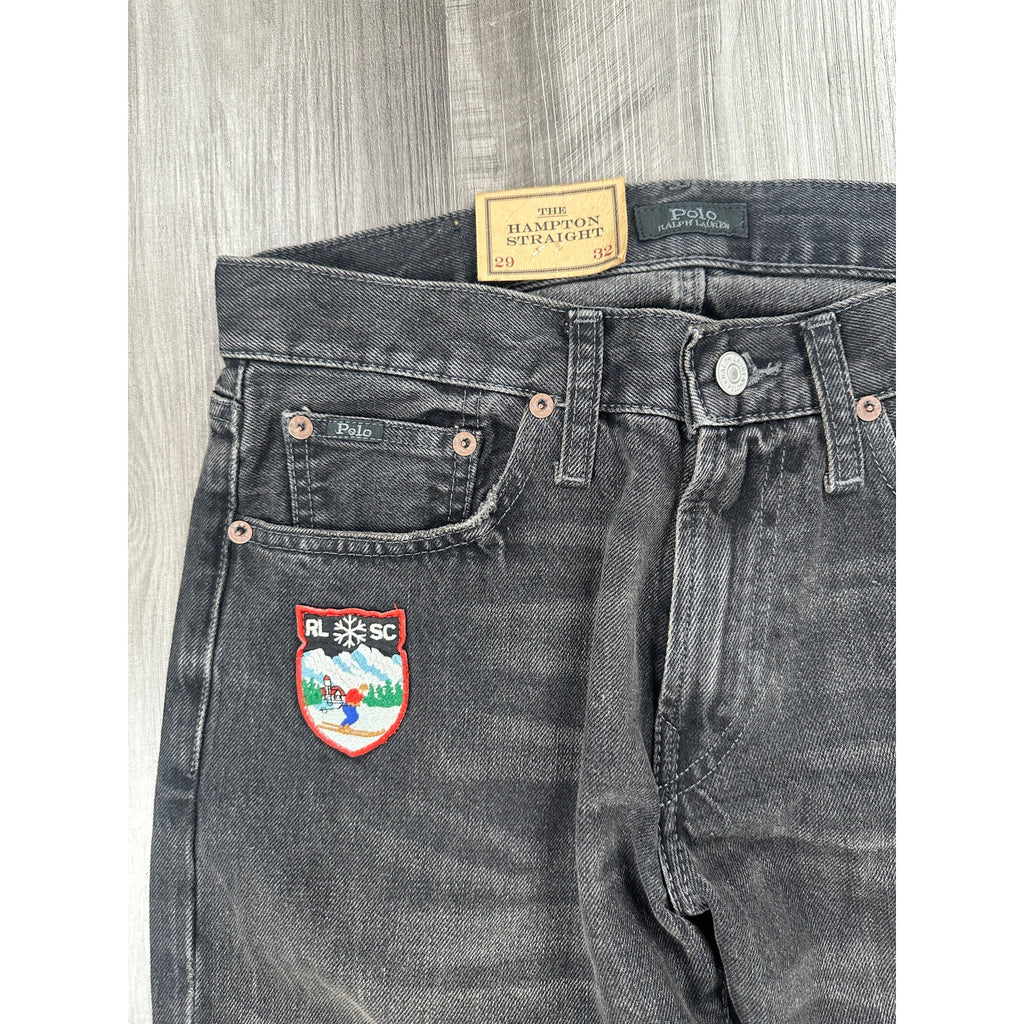 Polo Ralph Lauren The Hampton Straight Ski Club Distressed Jean in Washed Black — Size 29x32