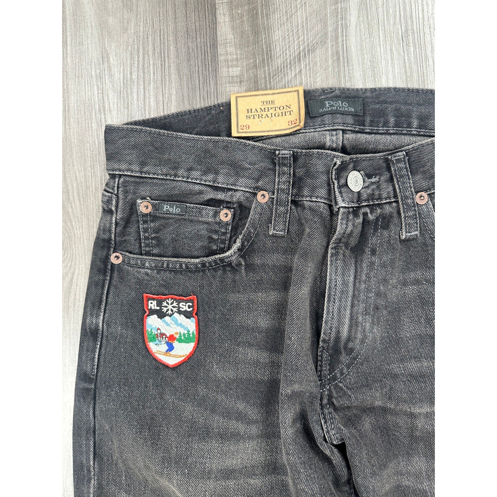 Polo Ralph Lauren The Hampton Straight Ski Club Distressed Jean in Washed Black — Size 29x32