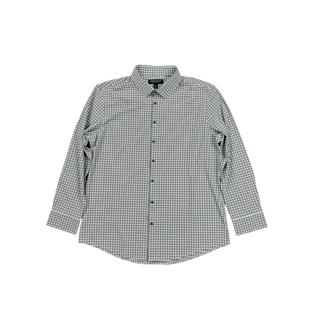 Mizzen+Main Monaco Trim Plaid Performance Long Sleeve Button Down in Navy Light Blue White — Size 2XL // Preowned