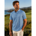 7 Diamonds Palm Leaf 4 Way Stretch Performance Jersey Polo in Blue — Size XL