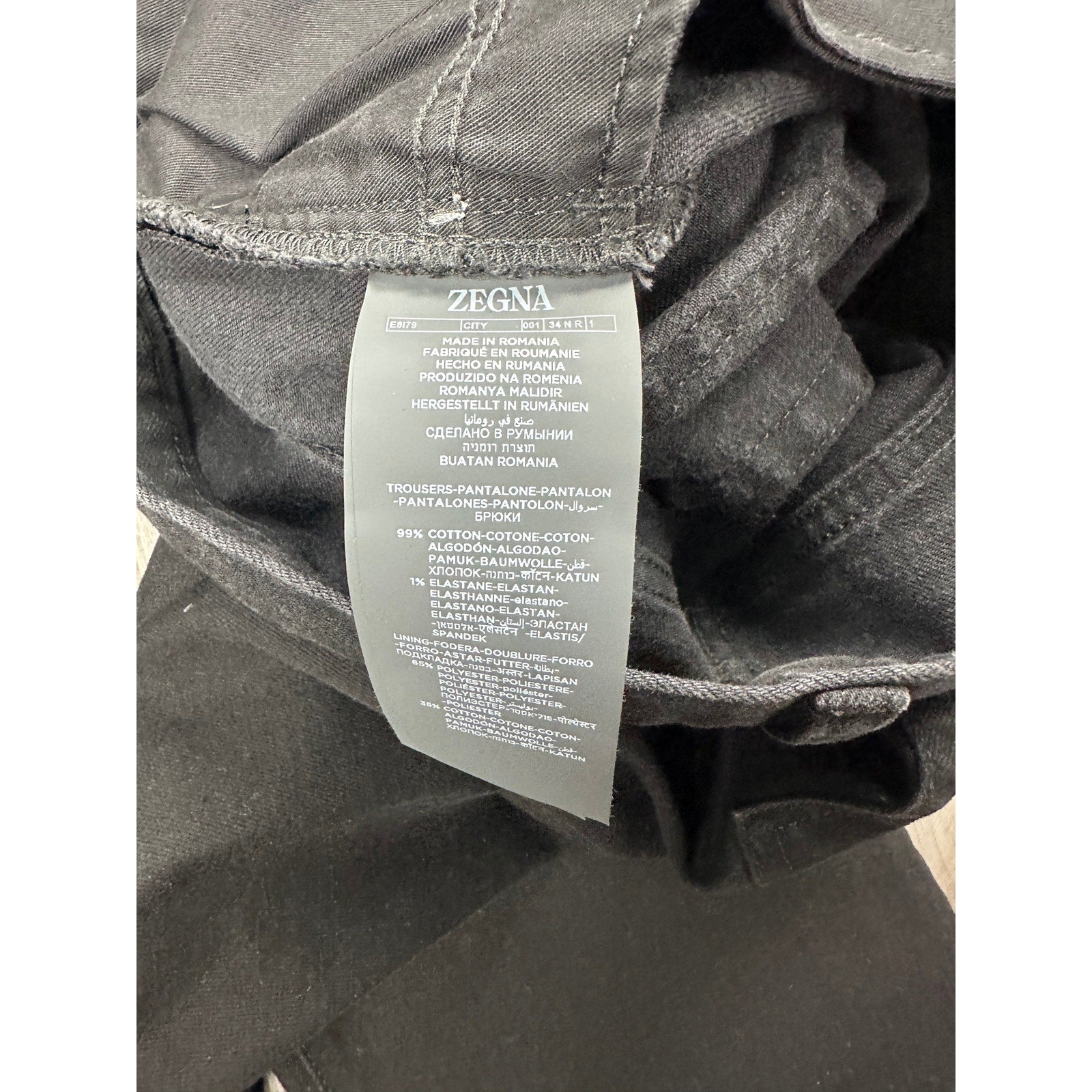 Zegna Stretch Cotton Roccia Slim Straight Jeans in Black Rinse — Size 34