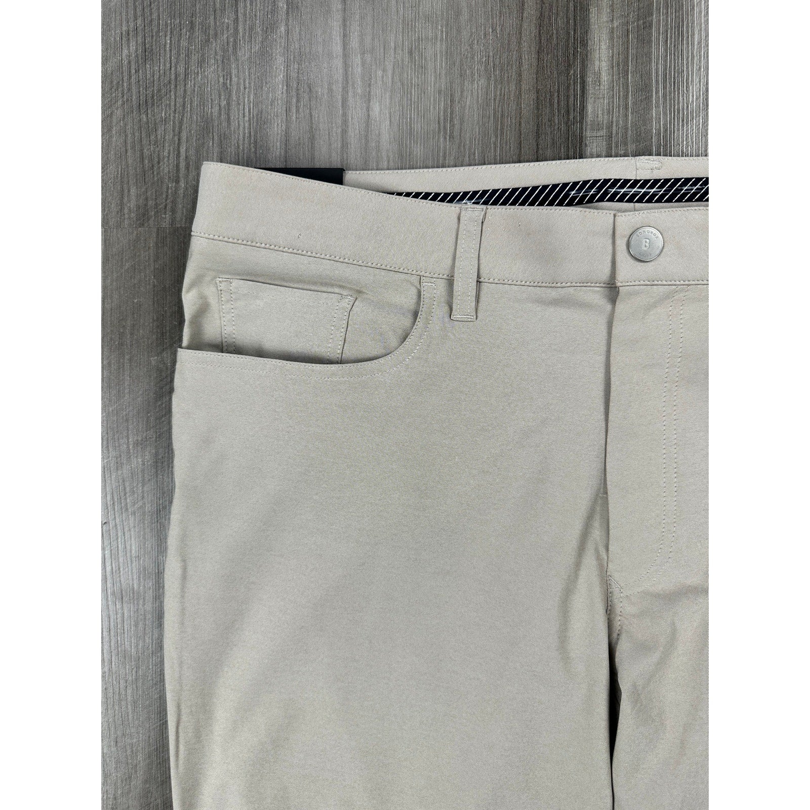 Bonobos Golf Performance Slim Fit Pants in Khaki Stone — Size 38x32