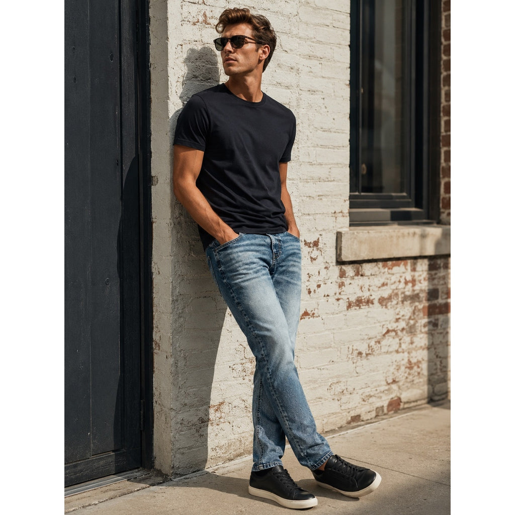 Buffalo David Bitton Slim Ash Stretch Jeans in Marbled and Sanded — Size 34x32