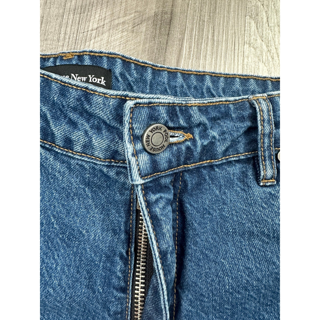 Pool House New York Wide Leg Straight Jeans in Blue — Size 38 // Preowned