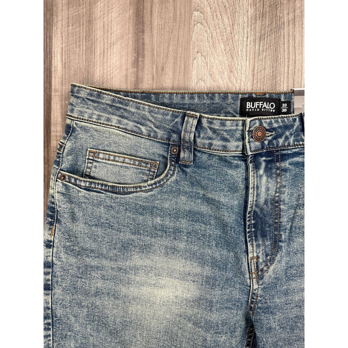 Buffalo David Bitton Relaxed Straight Driven Vintage Indigo Wash Jeans — Size 33x30