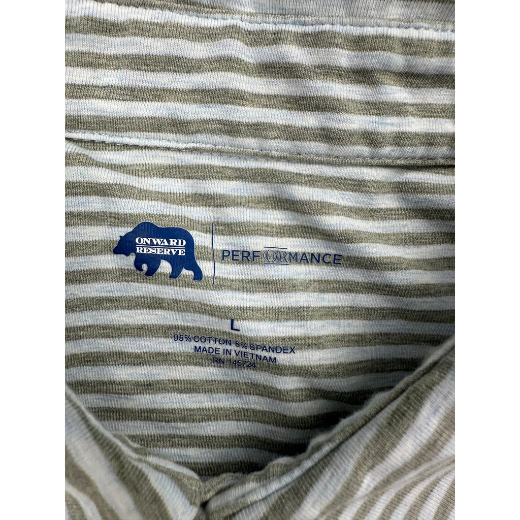 Onward Reserve Echo Stripe Short Sleeve Performance Polo — Size Large // Preowned