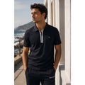 Armani Exchange Relaxed Fit Zip Front Polo in Black — Size Small // Preowned