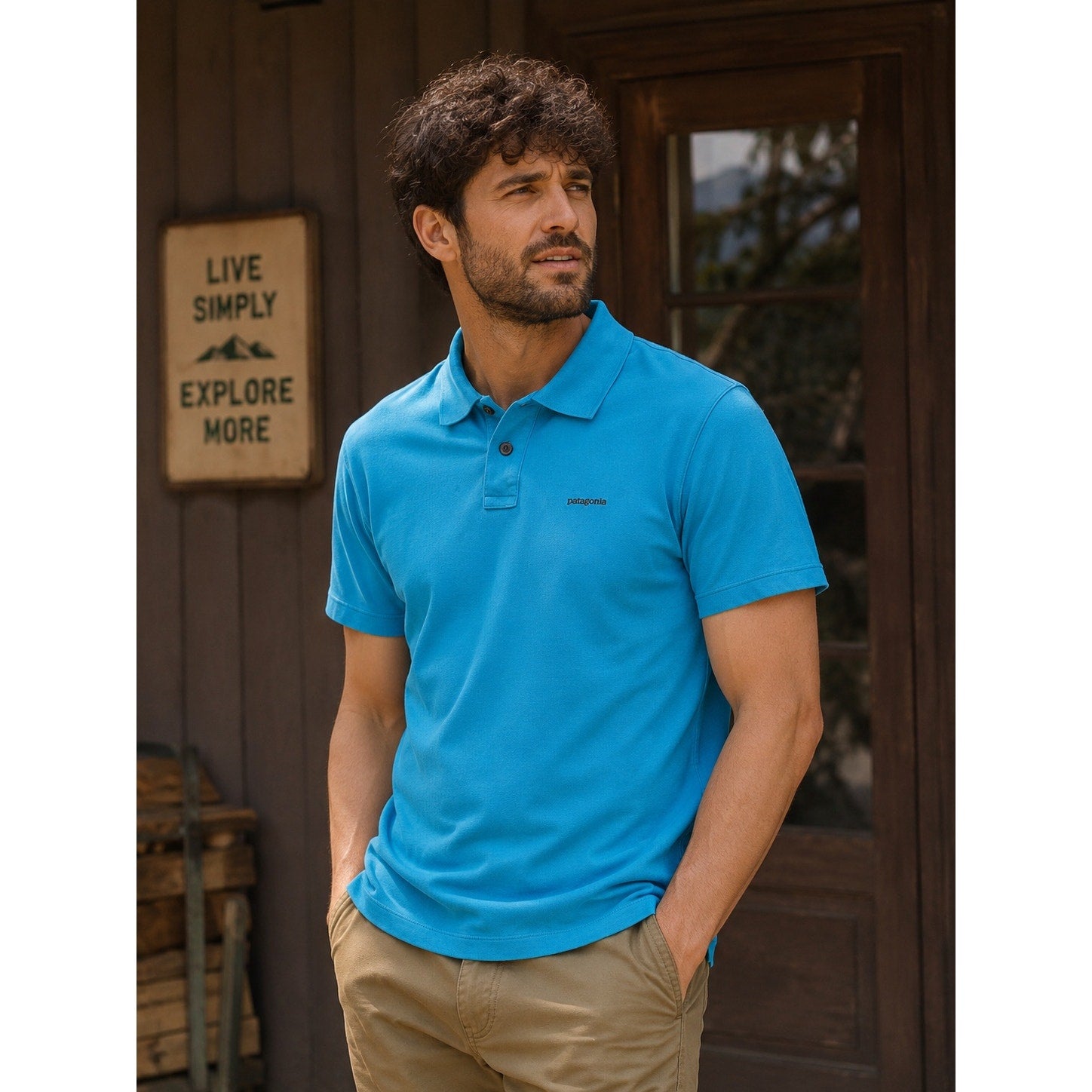 Patagonia Belwe Pique Polo in Light Blue — Size Medium // Preowned