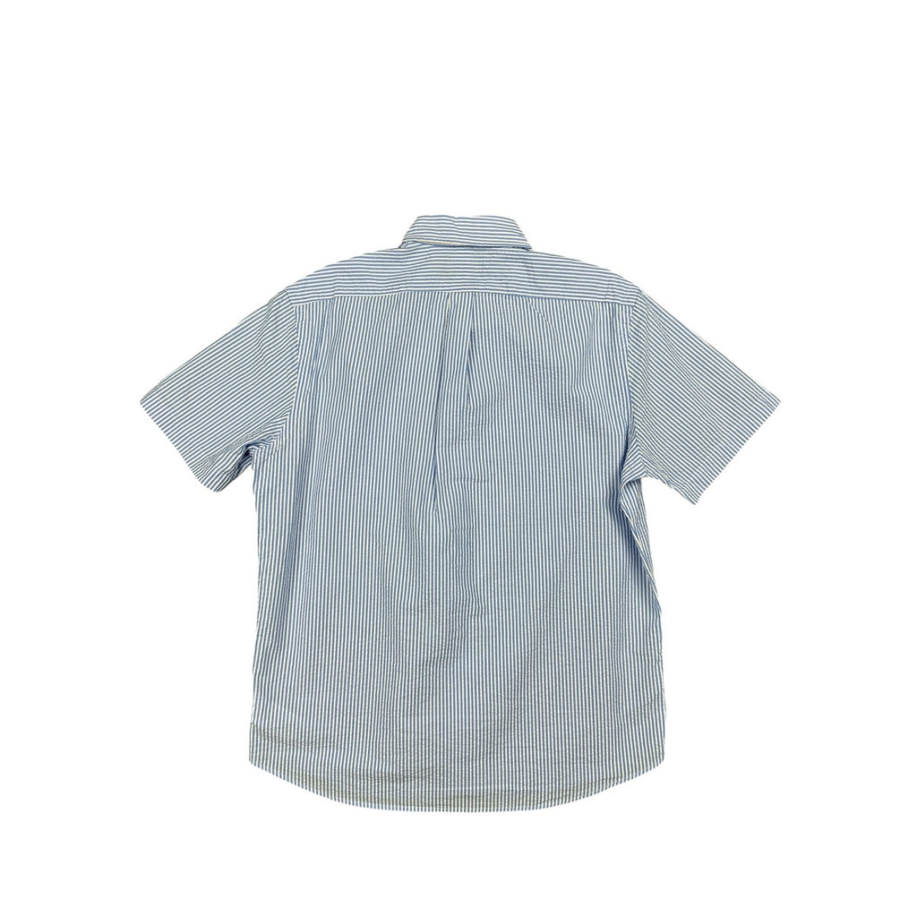 Polo Ralph Lauren Seersucker Untucked Fit Guaranteed to Wrinkle Short Sleeve Shirt in Blue, White — Size Medium