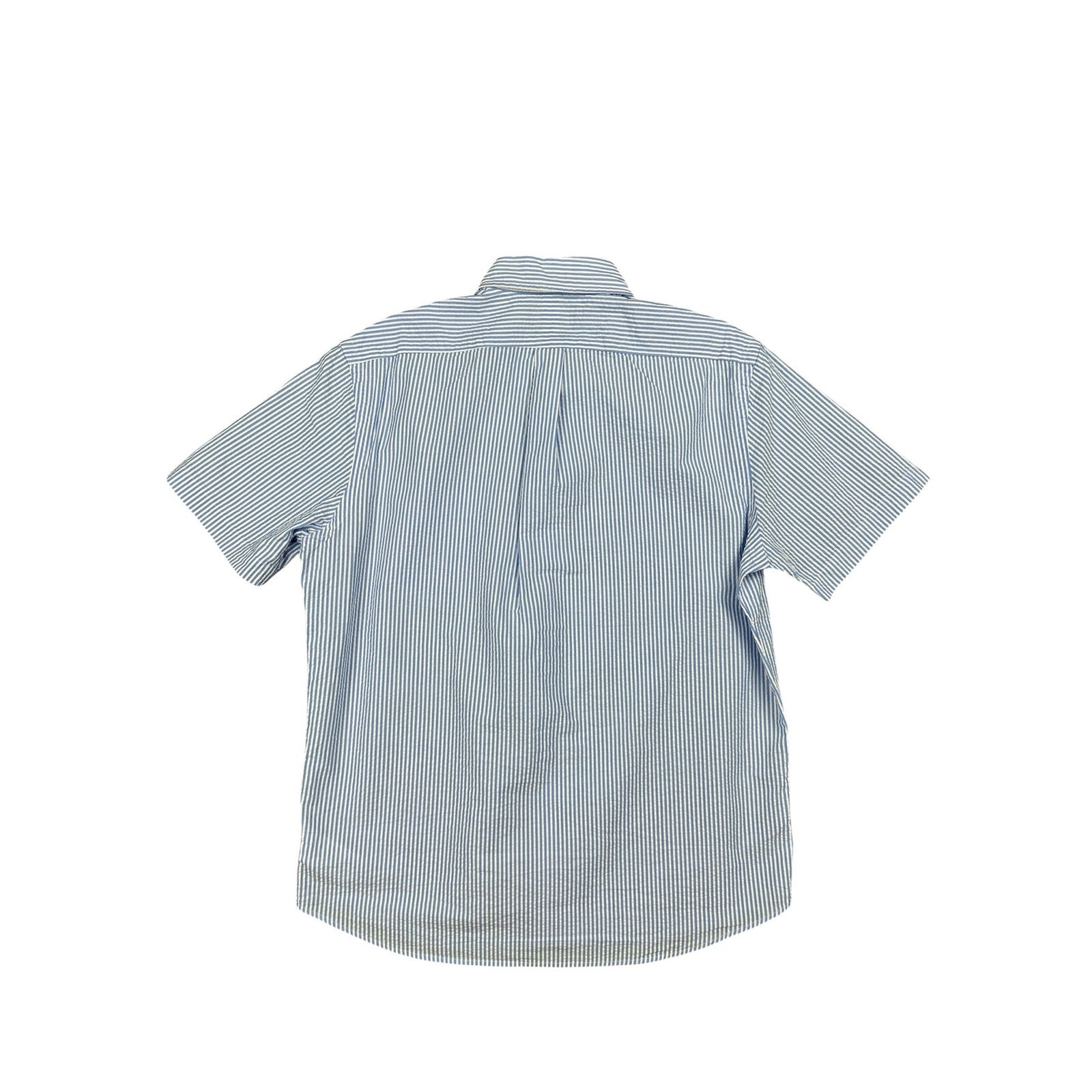 Polo Ralph Lauren Seersucker Untucked Fit Guaranteed to Wrinkle Short Sleeve Shirt in Blue, White — Size Medium