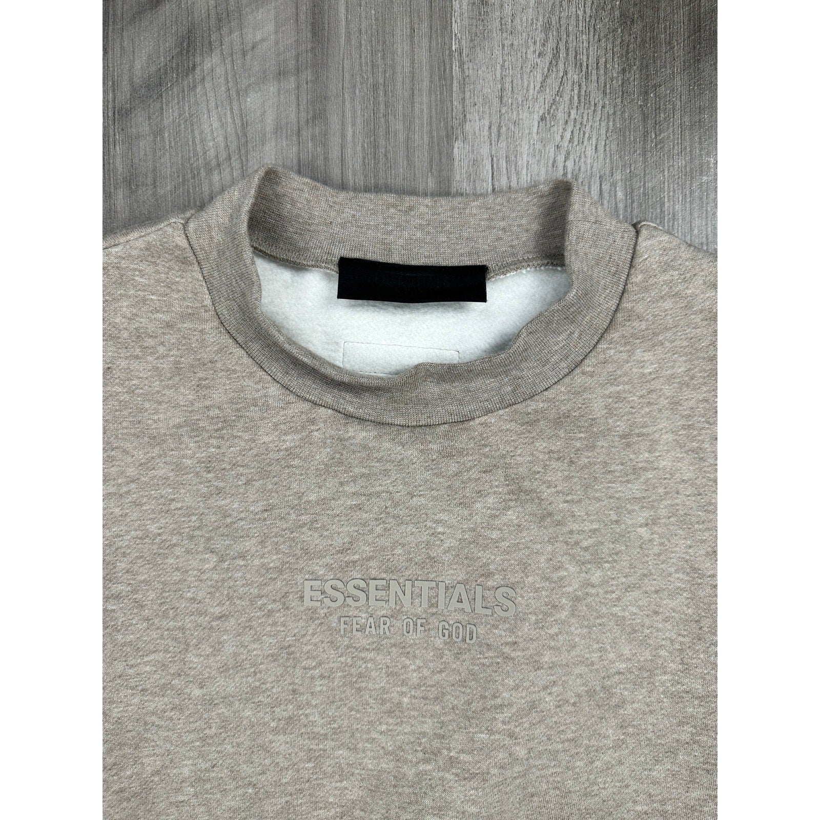 Fear of God Essentials Classic Fit Fleece Crewneck Sweatshirt in Light Heather Oatmeal Tan — Size Large // Preowned