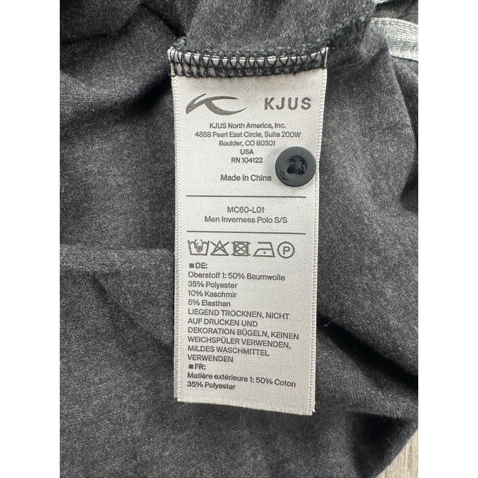 KJUS Inverness Windowpane Tech Polo in Charcoal, Black — Size 52 (Large)