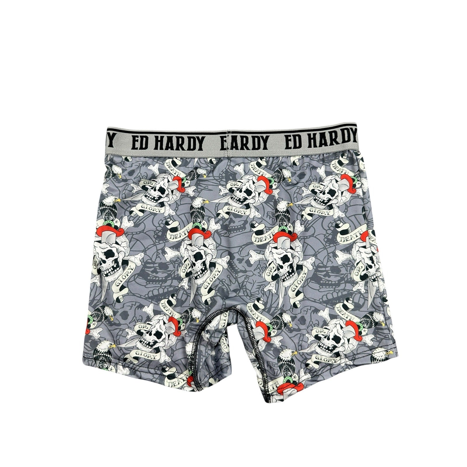 Ed Hardy Death or Glory Skull Eagle Microfiber Boxer Brief in Gray — Size Small