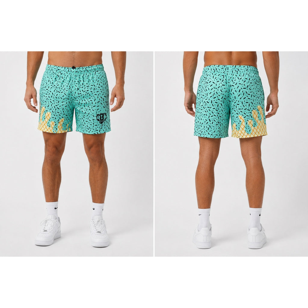 Baseball Lifestyle 101 Ice Cream Mesh Athletic Shorts in Mint Green — Size Medium