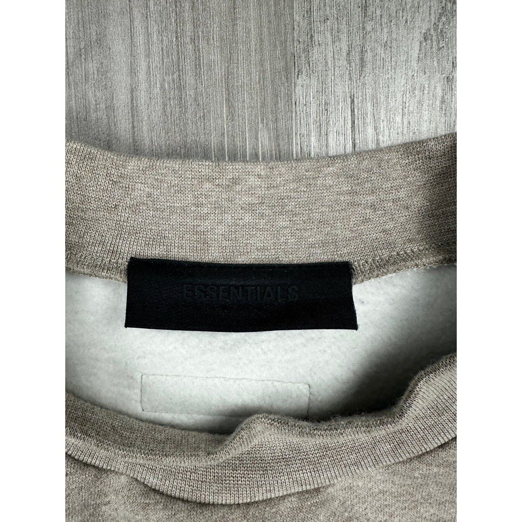 Fear of God Essentials Classic Fit Fleece Crewneck Sweatshirt in Light Heather Oatmeal Tan — Size Large // Preowned