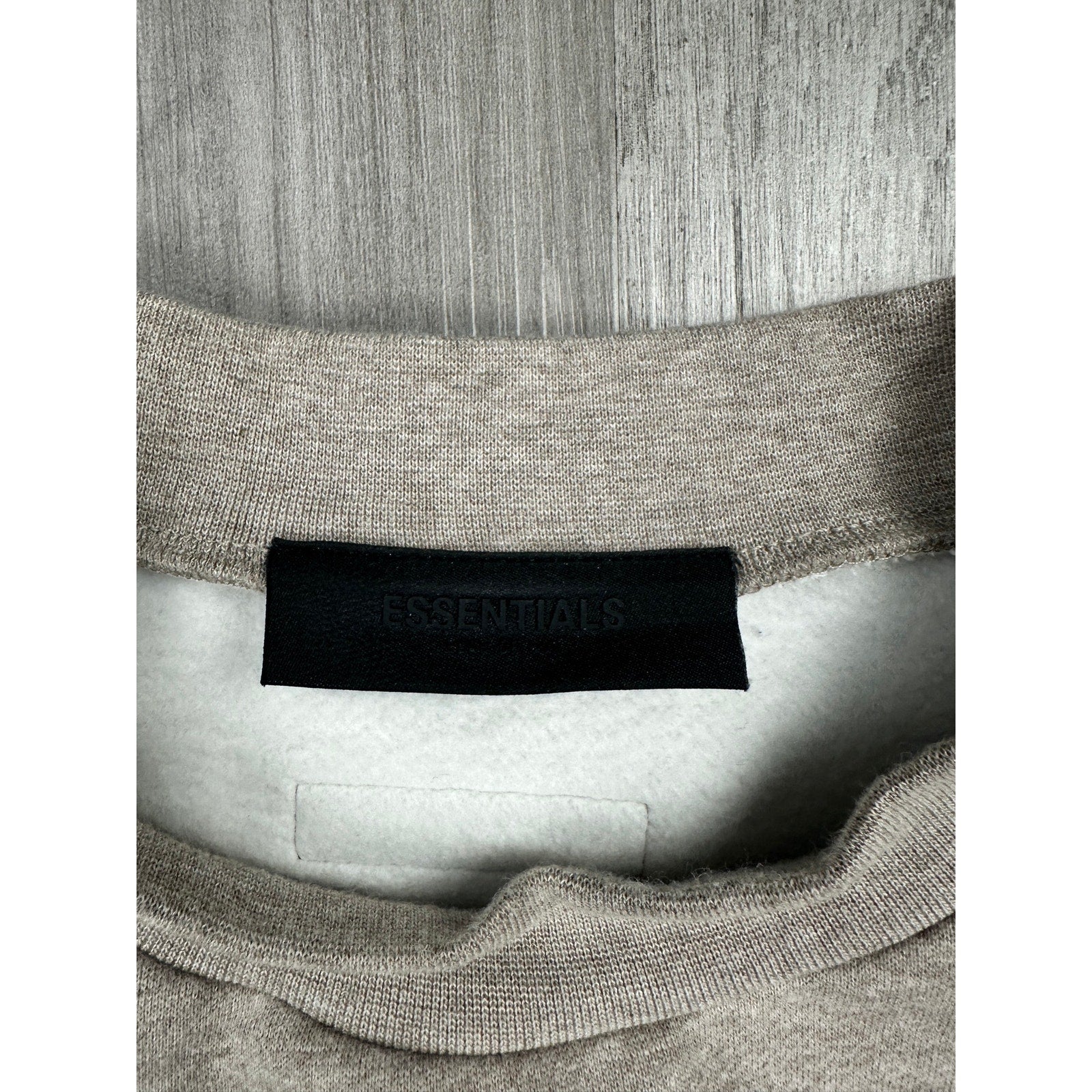 Fear of God Essentials Classic Fit Fleece Crewneck Sweatshirt in Light Heather Oatmeal Tan — Size Large // Preowned