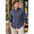 Mizzen+Main City Flannel Trim Performance Gingham Check Long Sleeve Button Down Shirt — Size Large // Preowned