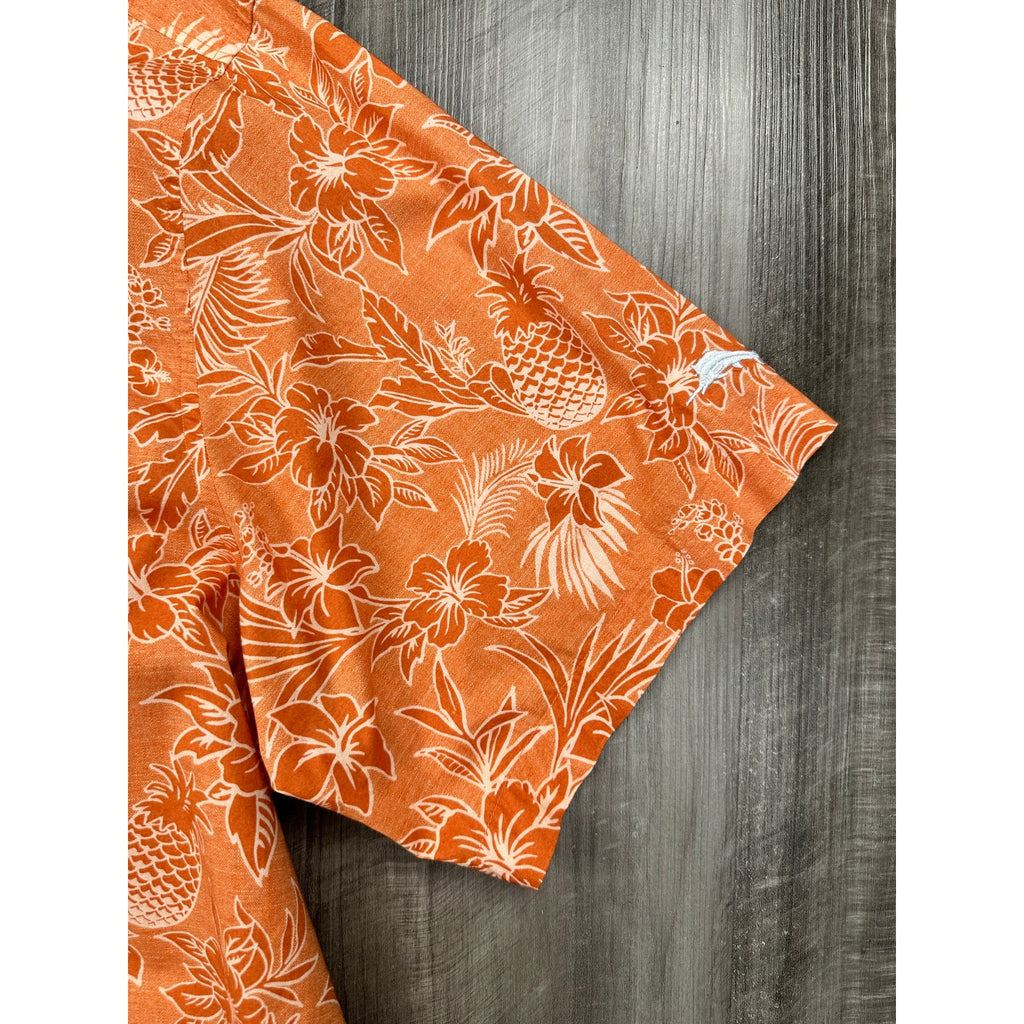 Tommy Bahama Texas Longhorns Hawaiian Cotton Short Sleeve Camp Shirt in Orange, White — Size 2XL // Preowned