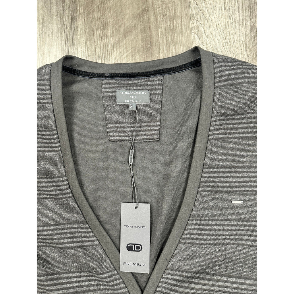 7 Diamonds Dakmont Striped Cardigan Sweater in Black Charcoal — Size XL
