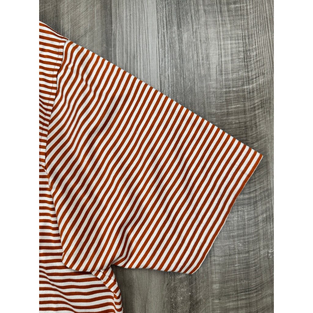 Peter Millar Texas Longhorns Striped Cotton Golf Polo in Burnt Orange, White — Size XL // Preowned