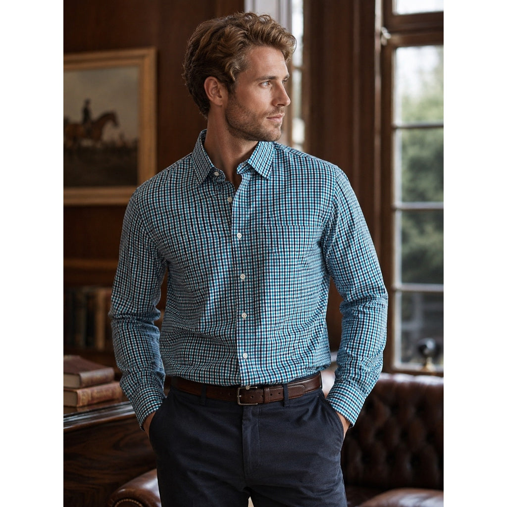 M Tailor Checkered Long Sleeve Button Down - Medium