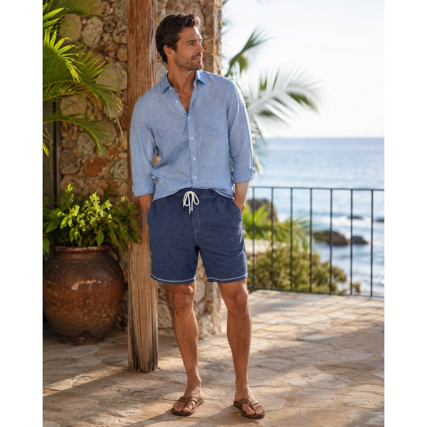 Tommy Bahama Tobago Bay Linen Cotton Blend Shorts in Ocean Deep — Size 4XLB
