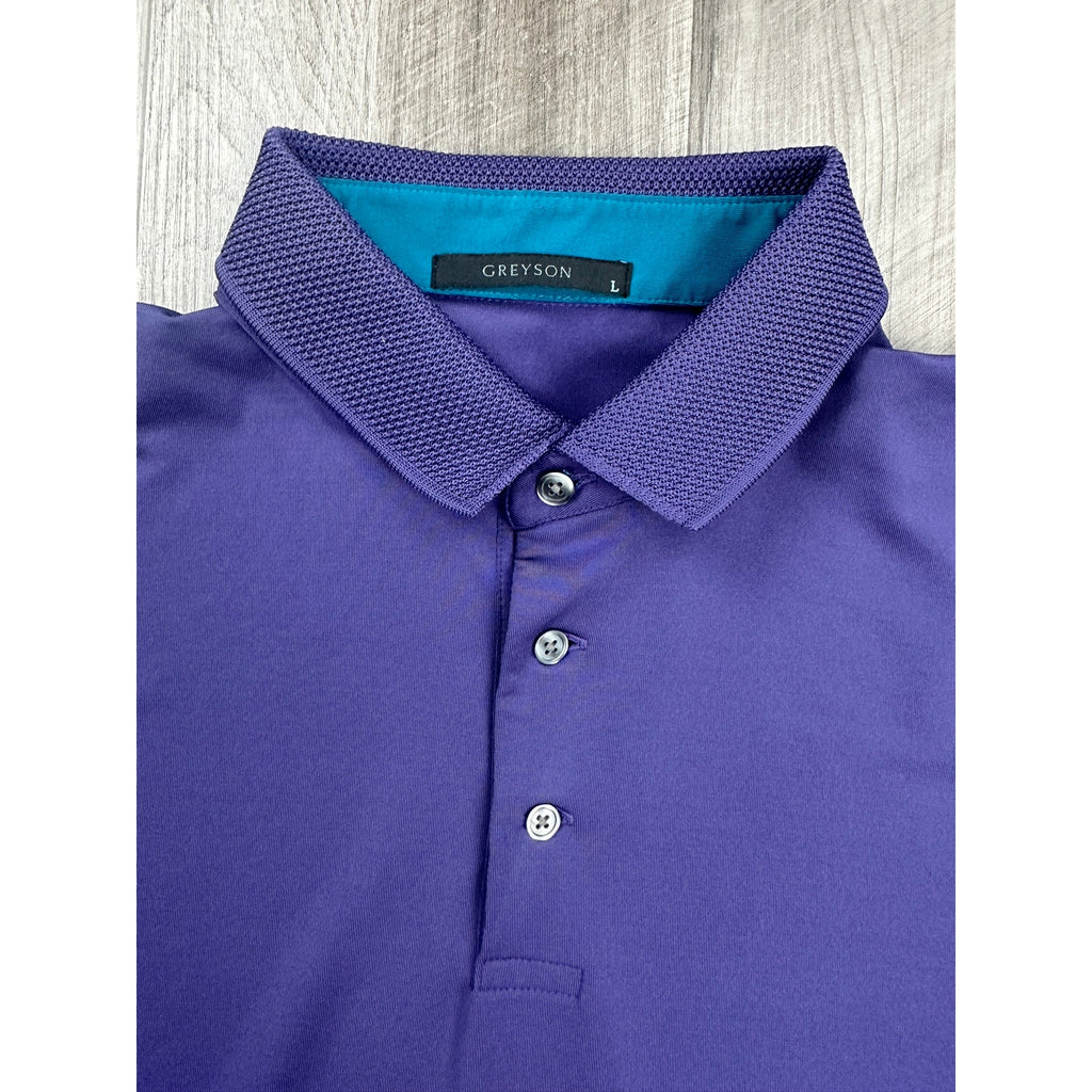 Greyson Performance Golf Polo with Knit Collar in Purple — Size Large // Preowned