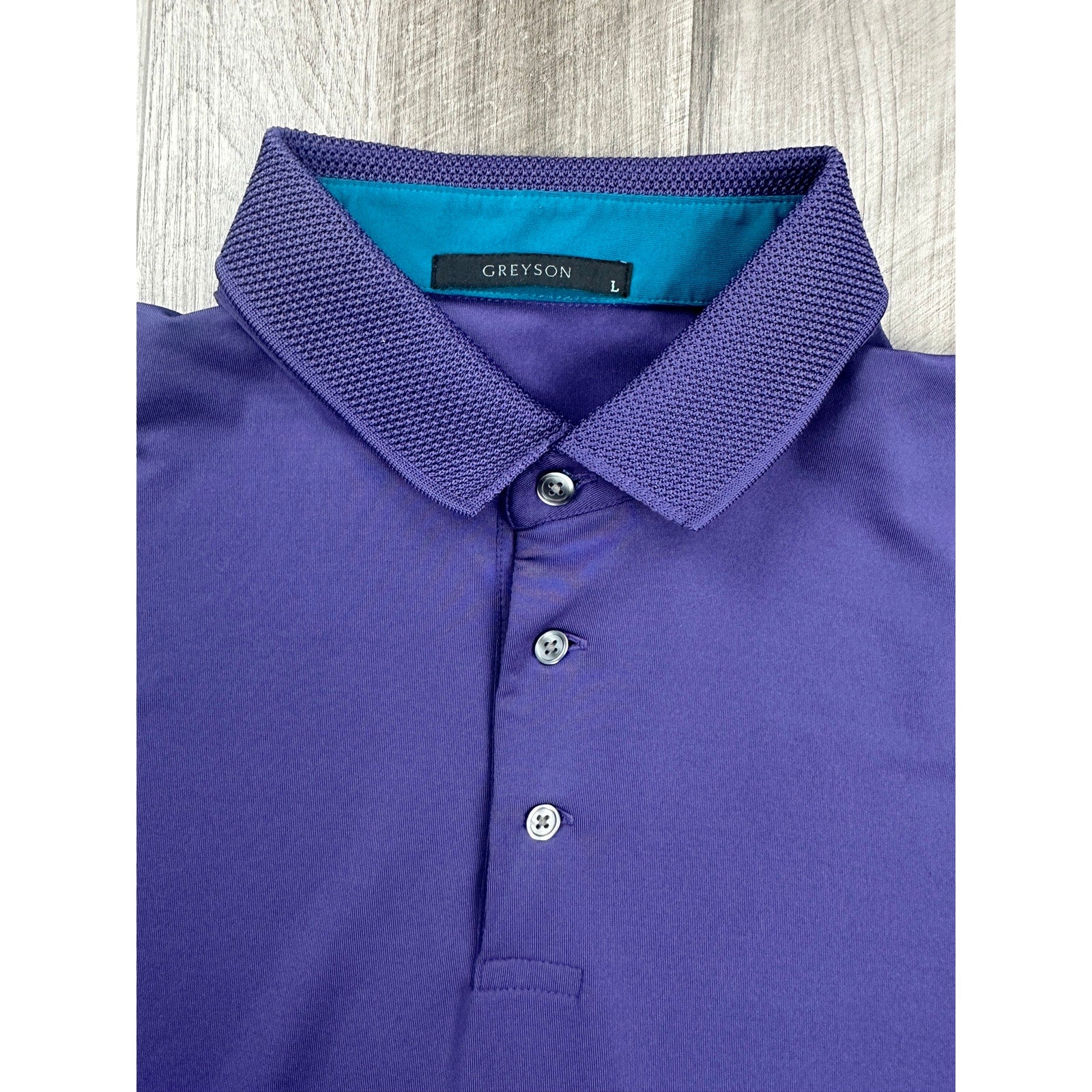Greyson Performance Golf Polo with Knit Collar in Purple — Size Large // Preowned